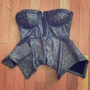 Gold Glitter Peplum Top - Worn 1X NYE ✨